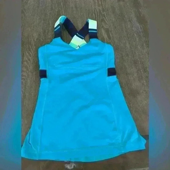 Lululemon Aquamarine Blue Teal PUSH YOUR LIMITS Yoga Tank Women's Size 4 - Picture 2 of 5